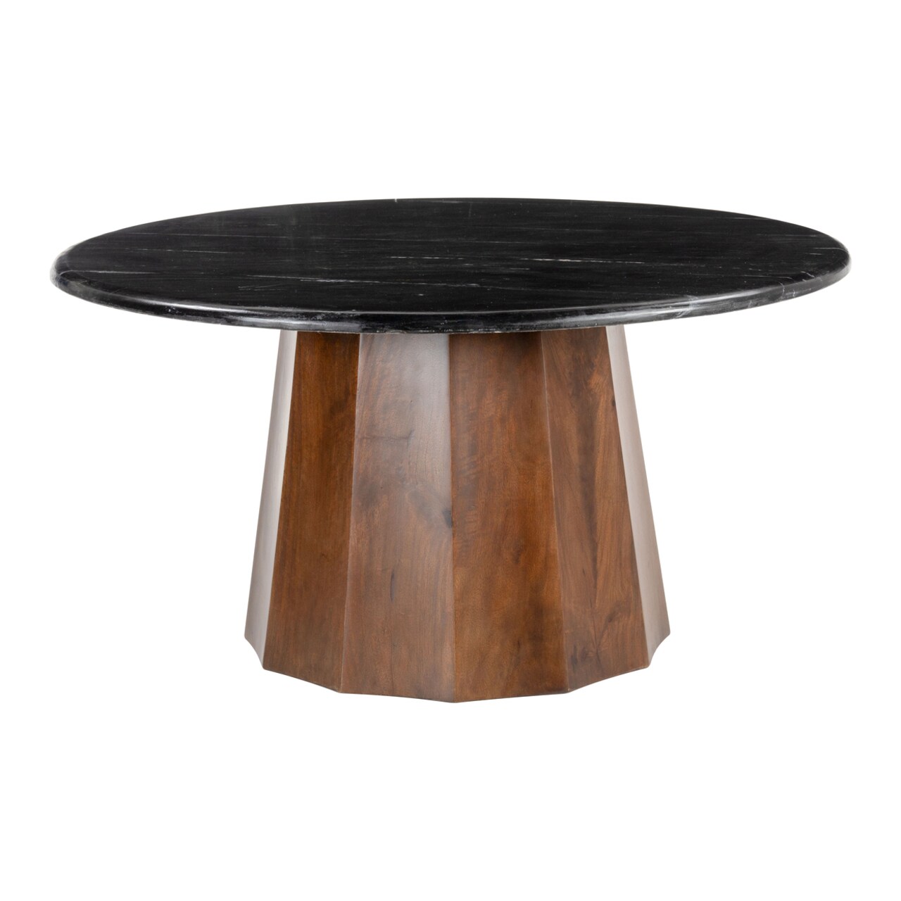 Aipe Coffee Table Black Brown Marble Acacia Wood Modern Tribal Design 48X24